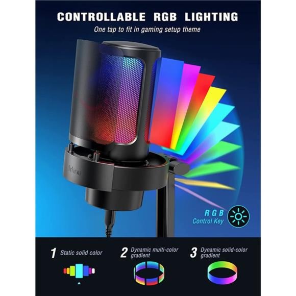 Gaming Microphone for Streaming, Podcasts, Condenser Computer Desktop Mic - Picture 4 of 5